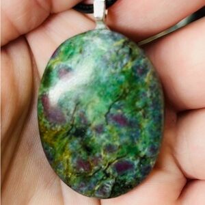ruby zoisite oval crystal pendants large